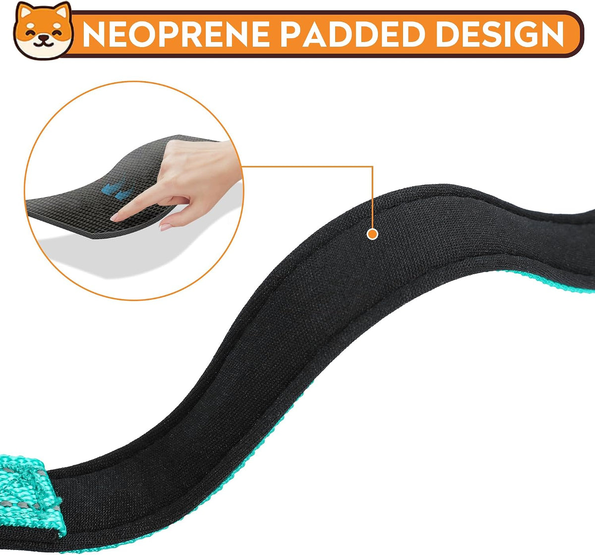 Reflective Dog Collar, Adjustable Soft Neoprene Padded,Teal,M