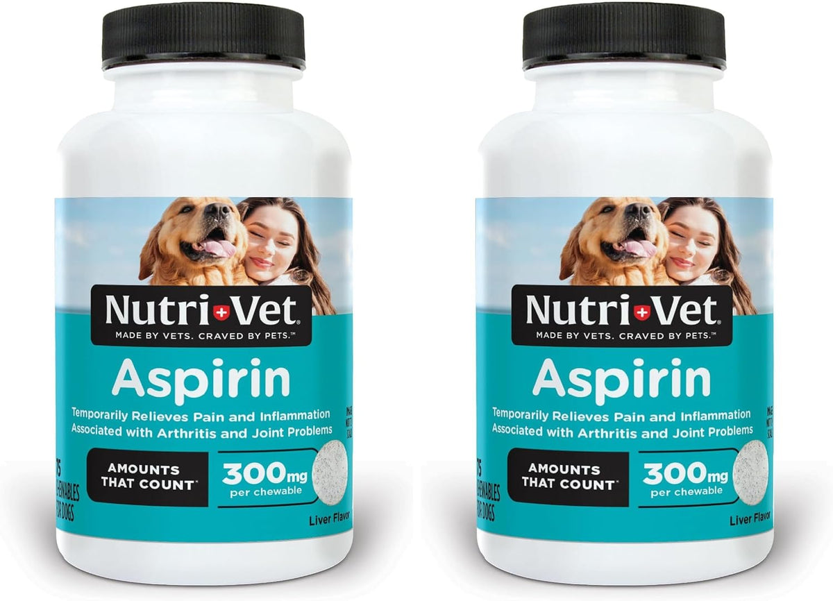 Nutri-Vet Dog Aspirin, Aspirin Tablets for Large Dogs, 300mg, 75 Count | Aspirin for Dogs, Joint Support, Inflammation Care, Large Breeds, Occasional Use, Pet First Aid, Tablet Formula, Easy Dosing