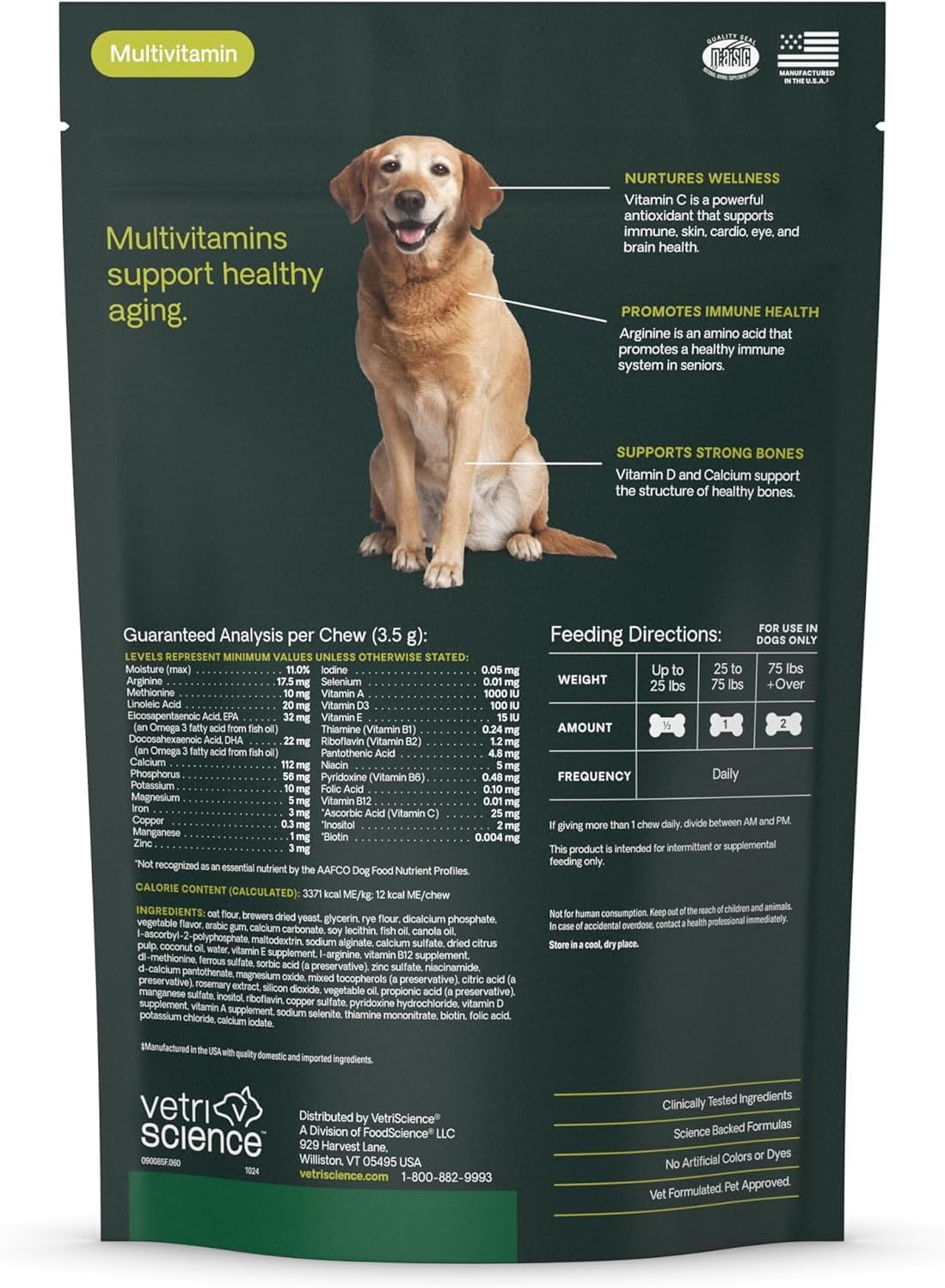 VetriScience Senior 27+ Multivitamin for Senior Dogs, Veggie, 60 Count