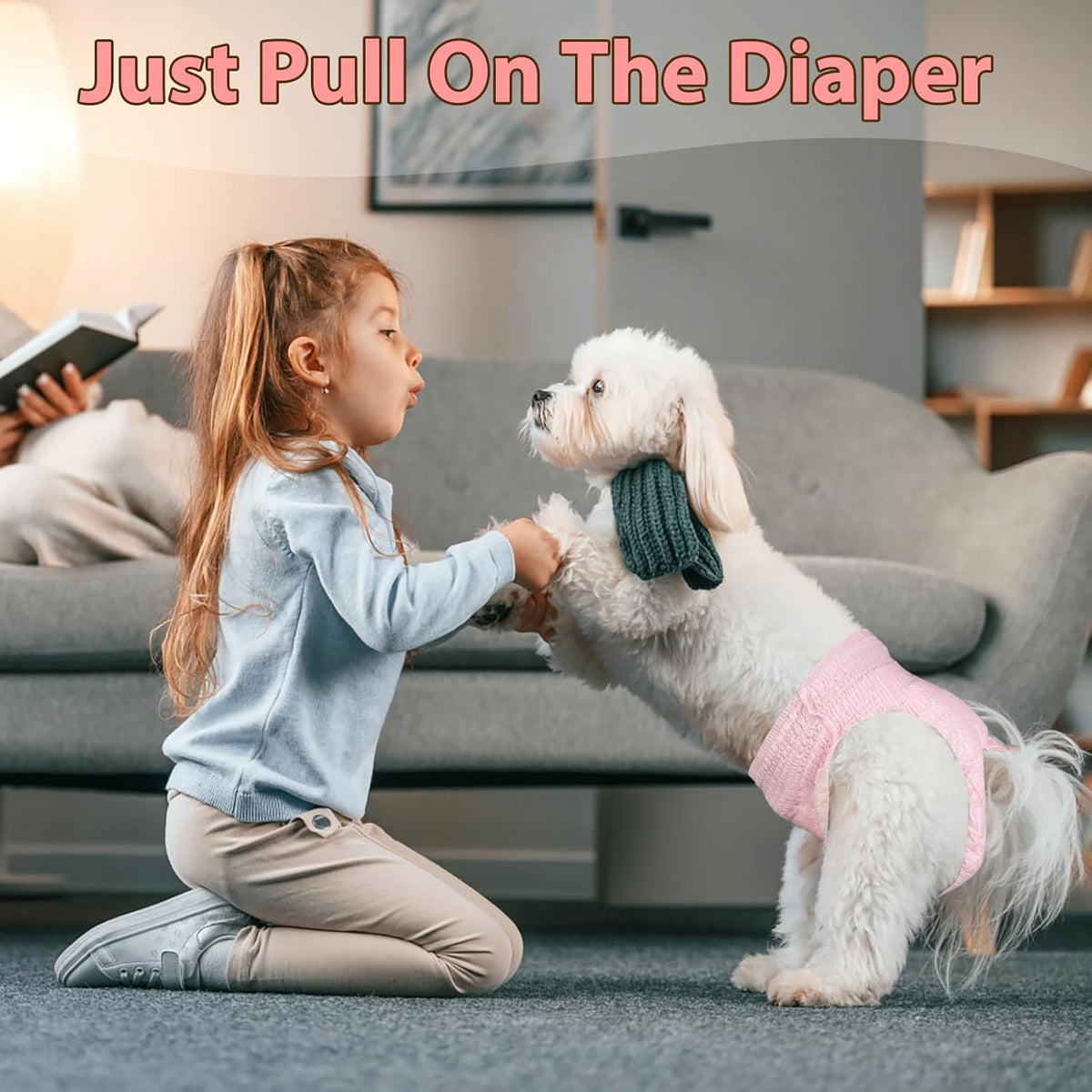Ambreview Disposable Dog Diapers Female, Just Pull It Up, M 10 PCS | Doggie Diapers for Female Dogs • Strong Absorbency • Leak-Proof Protection • Ideal for Dogs in Heat, Senior & Disabled Dogs