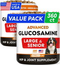 Advanced Glucosamine for Dogs, Chondroitin & MSM Hip Joint Supplement Chews | Made in USA - Supports Hip Joint Mobility w/Omega-3 - Joint Pain Relief - Chewable Treats, All Breeds - Vet-Approved (120Ct)