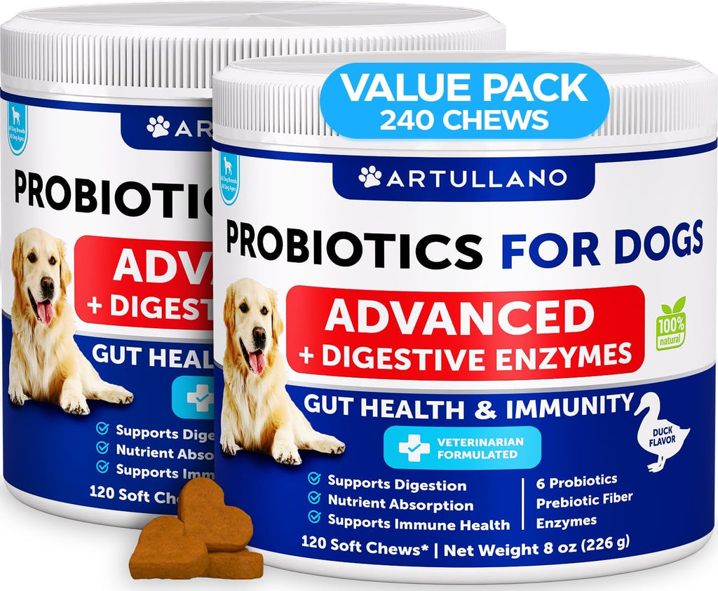 Probiotics for Dogs - 120 Chews - Dog Yeast Probiotic - Dog Probiotics | Dog Probiotics for Yeast, Itchy Skin and Itchy Ear - w/ Prebiotics, Digestive Enzymes - Gut Health Probiotic Chews for Dogs