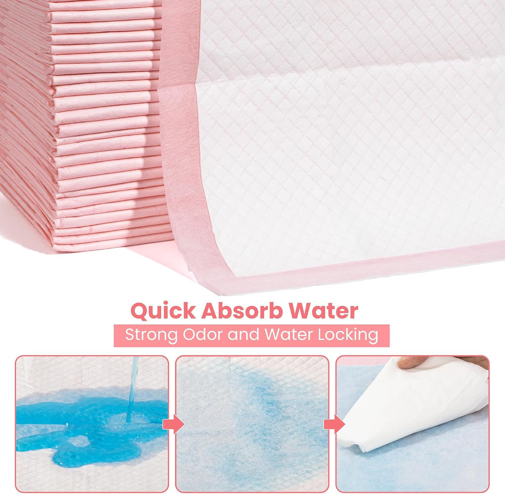 Pet Toilet Training Pads 100Count Disposable Puppy Pee Pads 18" x 13" for Dogs, Ultra Absorbent|Quick Dry|Leak-Proof Pet Potty Pads for Dog, Cat, Rabbits and Guinea Pigs (Pink)