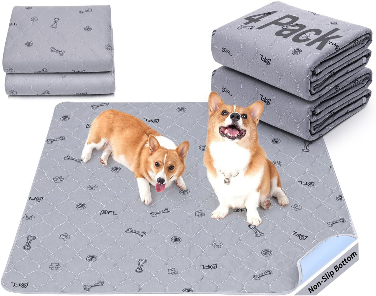 Washable Pee Pads for Dogs, 2Pack Puppy Pads Washable with Bone Print,Absorbent Reusable Whelping Pads Non-Slip Dog Mats for Floor Protector, Couch Cover, Crate, Potty Training 31x36 | Reusable, Waterproof, Machine Washable Dog Pads for Whelping, Potty Tr