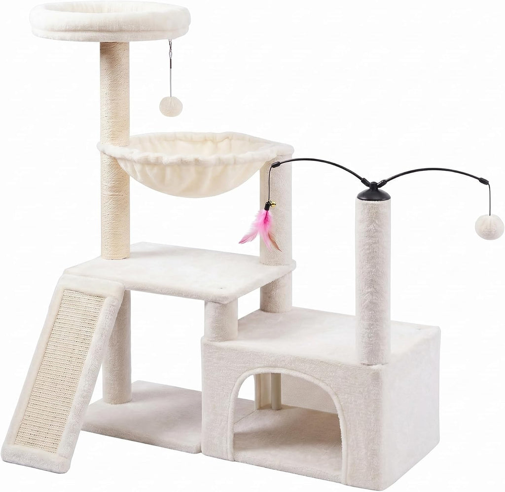 YUNIQUE Cat Tree with Cat Condo and Big Hammock, Grey