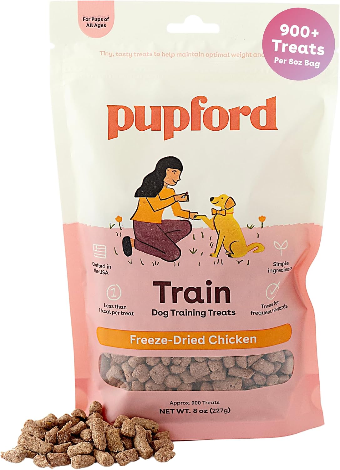 Pupford Freeze Dried Training Treats for Dogs & Puppies (Rabbit, 4 oz) | 475+ treats per bag, Ultra low-calorie, Only 2 ingredients, All breed sizes, Mess free and bite sized, Trainer recommended