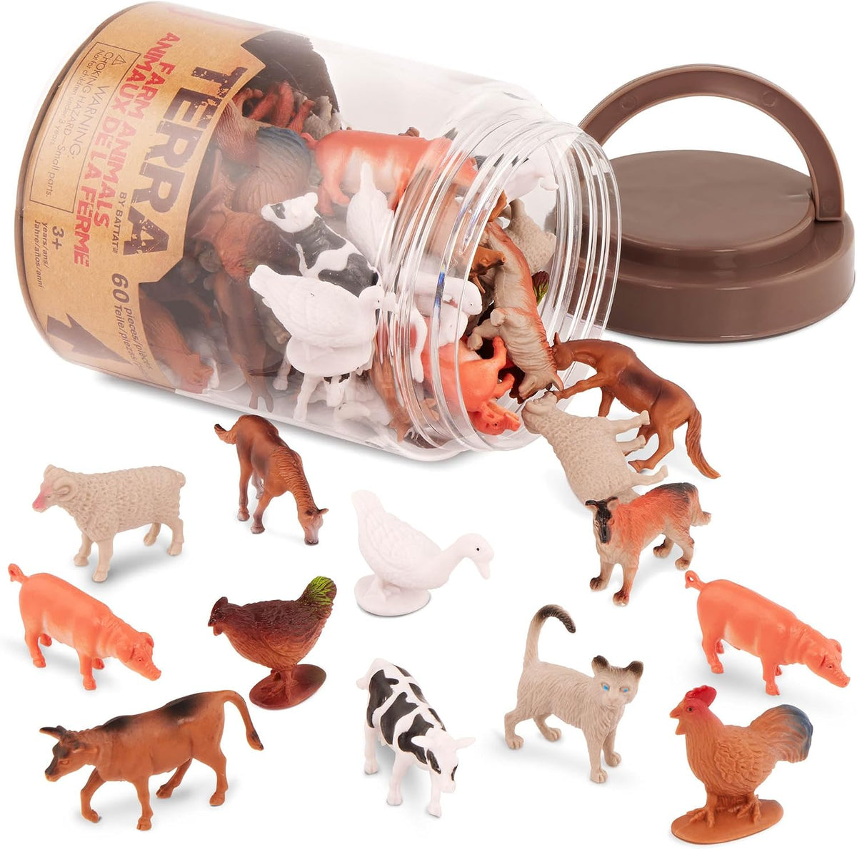 Terra by Battat Wild Animal Figurines Tube, 60 Mini Safari Figures, Animals