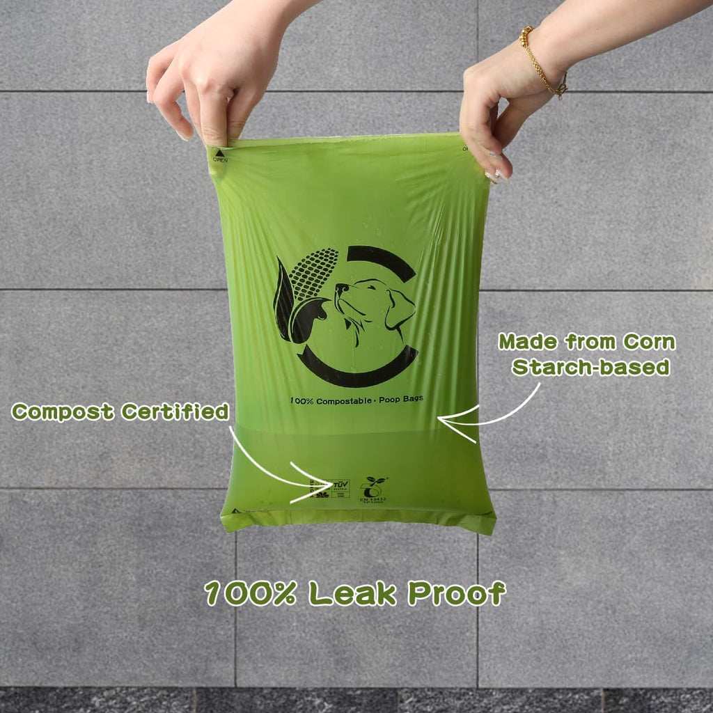 Certified Home Compostable Dog Poop Bags, 270 Plant Based Bags (18 Rolls) | TÜV AUSTRIA Home Compost, ASTM D6400, EN 13432 and NF T51-800 Certified, Extra Thick, Unscented, Leak Proof, Cornstarch