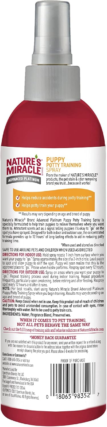 Nature's Miracle Advanced Platinum Puppy Potty Training Spray, 8 oz | Helps Encourage Puppies To Go Where You Want, Lasts Up To 12 Hours, For Indoor & Outdoor Training