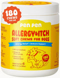 PENPEN Dog Allergy Chews - Anti-Itch & Itchy Skin Support for Dogs, Probiotics & Omega 3 (Fish Oil) for Immune & Gut Health - Peanut Butter Flavor - 180 Soft Chews