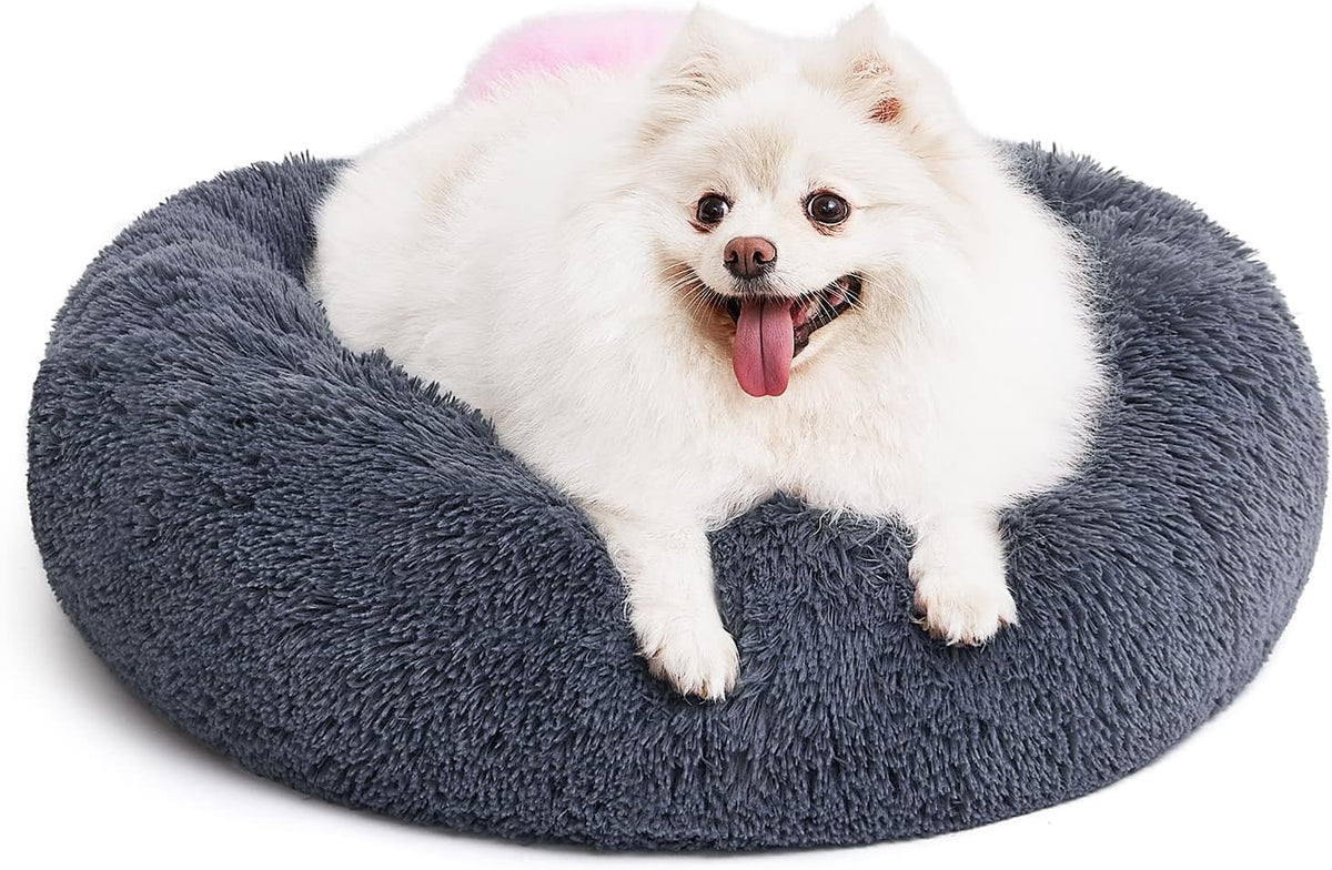 MIXJOY Orthopedic Dog Bed Comfortable Donut Cuddler Round Pet Beds Ultra Soft Washable Dog and Cat Cushion (20''/23''/30'') (23'', Brown)