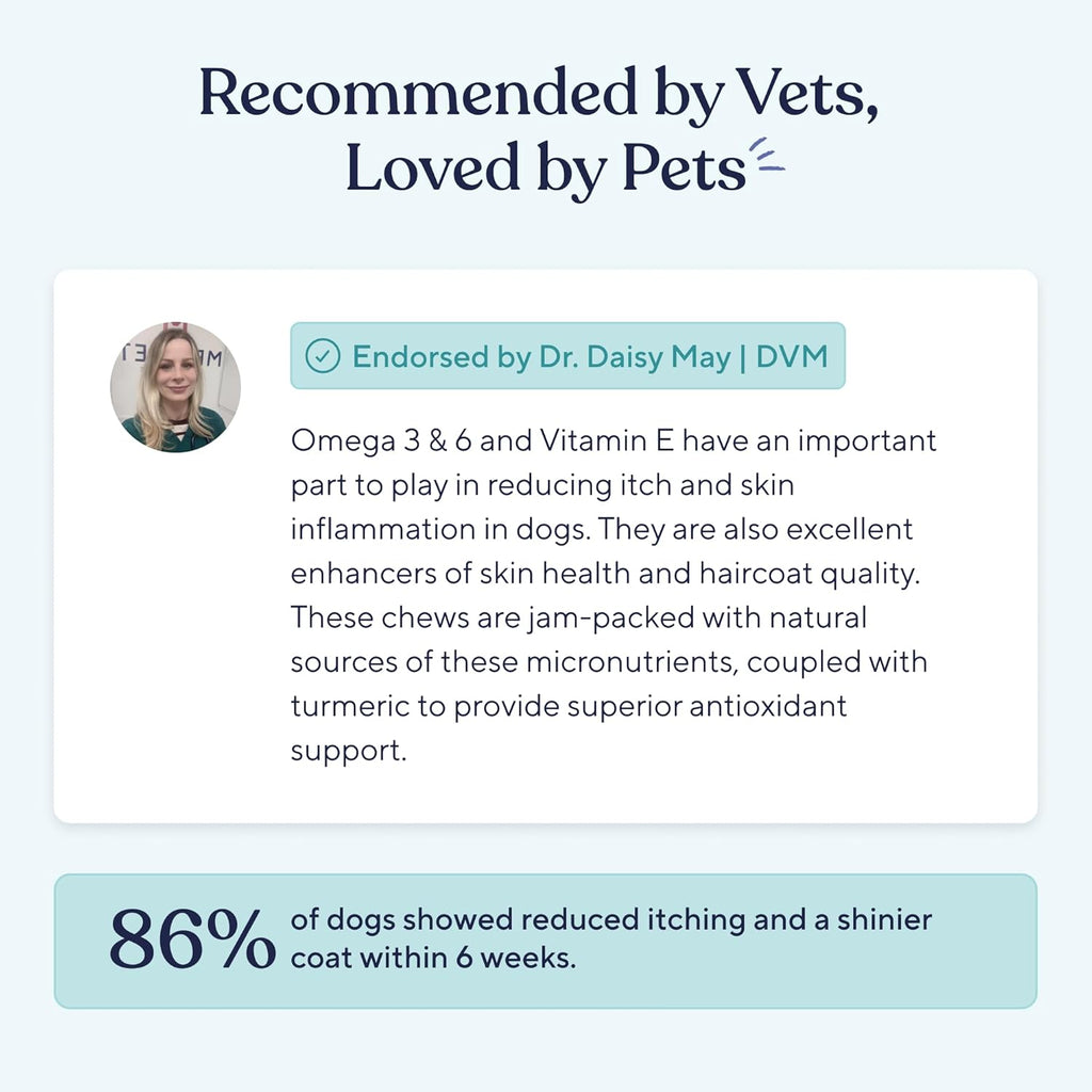 Pawfy Skin & Coat Salmon Oil Chews - Dog Itch Relief & Allergy Support