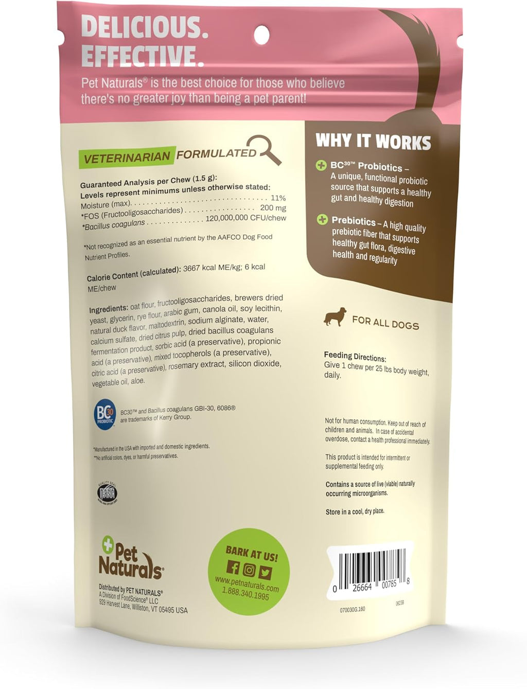 Pet Naturals Daily Probiotic Soft Chews for Dogs, Digestive and Immune Support Supplement, 1 Billion CFU Per Chew, Duck, 160 Count
