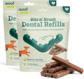 WOOF Bite n' Brush Dog Dental Chew Toy Refills, Chicken, 18 Count | Dental refill treats, chicken & beef options, oral care ingredients, reusable with Bite n' Brush