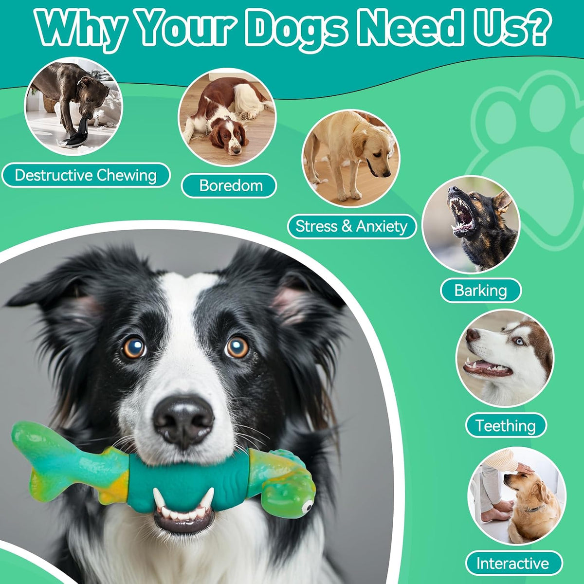 BIKIISEN Dog Toys for Aggressive Chewers, Squeaky Tough Chew Toys | Interactive Dog Chew Toys for Large Dogs, Dog Toys Keep Them Busy, Gift Toys for Medium/Large Breed (Green)