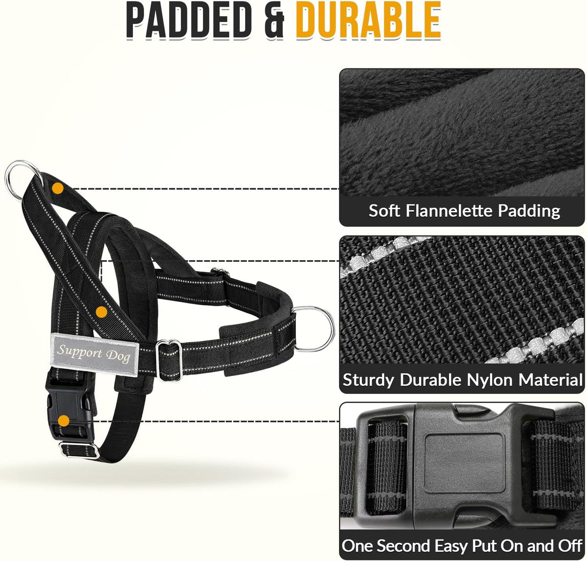 SlowTon No Pull Dog Harness with Front Clip - Heavy Duty, Soft Padded