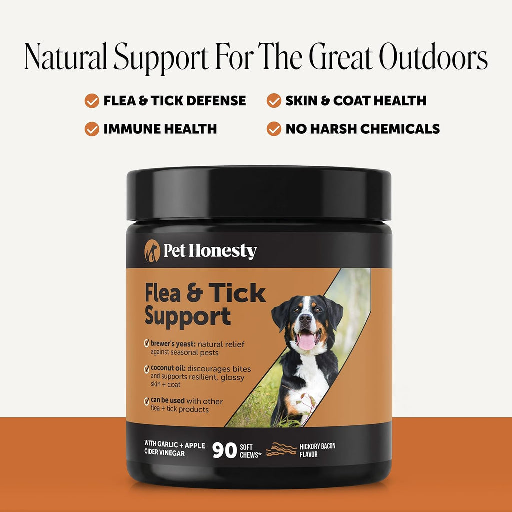 Outdoor Defense Natural Flea and Tick Prevention for Dogs Supplement - Dog Chews to Deter Seasonal Pests with Garlic, Apple Cider Vinegar, Coconut Oil and Brewer's Yeast (Hickory Bacon, 90 Ct)