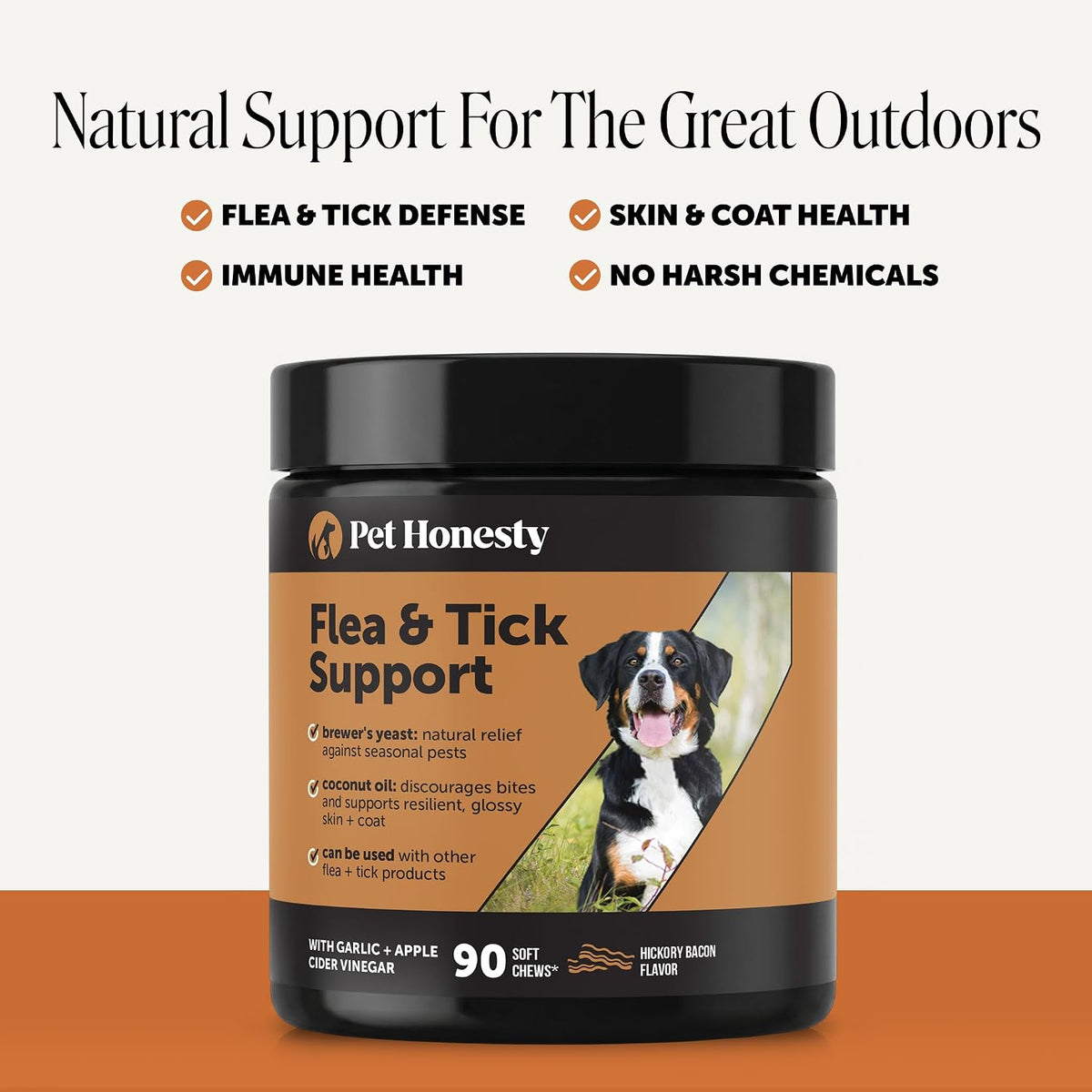 Outdoor Defense Natural Flea and Tick Prevention for Dogs Supplement - Dog Chews to Deter Seasonal Pests with Garlic, Apple Cider Vinegar, Coconut Oil and Brewer's Yeast (Hickory Bacon, 90 Ct)