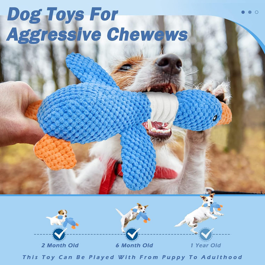Vitscan Upgraded Goose Indestructible Dog Toys for Aggressive Chewers | Dog Chew Toys for Aggressive Chewers Small Medium Large Breed, Crinkle Squeaky Plush Puppy Chew Toys for Teething, Duck Toys