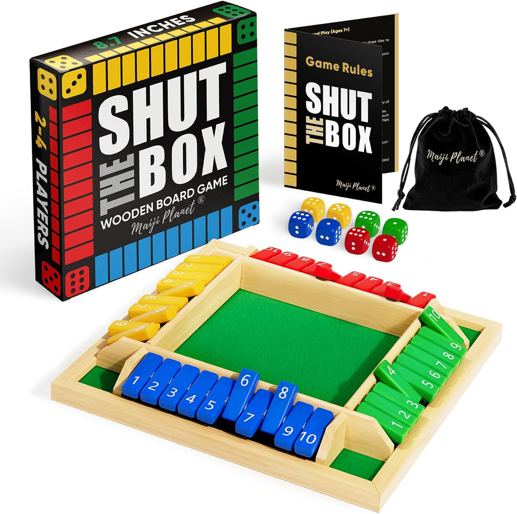 Classic Original Shut The Box Game Wooden Math Dice Board Game 2-4 Players