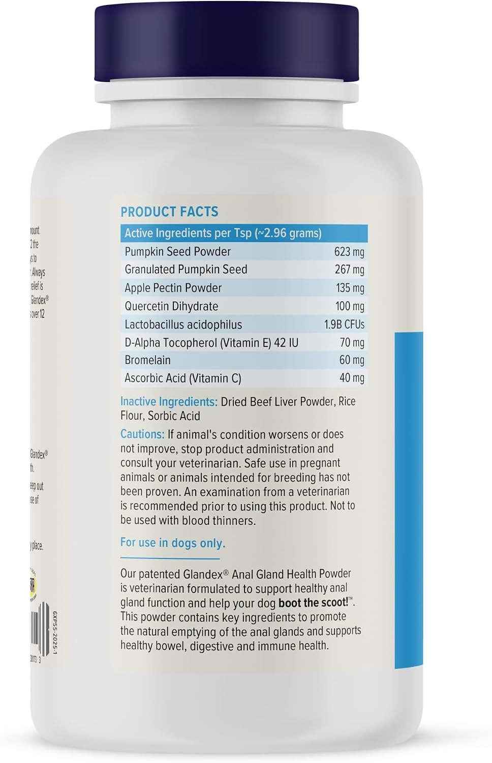 Vetnique Glandex for Dogs Anal Gland Powder, Scooting Fiber 5.5oz Beef | Boot the Scoot Support for Scooting & Fishy Odor, Pumpkin Seed & Apple Pectin Fiber, Probiotics, Bromelain, Food Topper