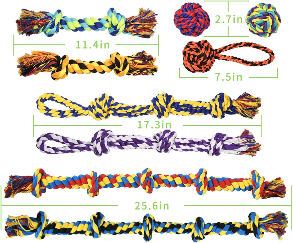 SHARLOVY Large Tough Chew Toys for Aggressive Chewers, 9 Pack Dog Rope Toys | Heavy Duty 5 Knots Indestructible Rope Toys for Large Breed, Cotton Puppy Teething Chew Toys,Tug of War Toy for Medium Dogs
