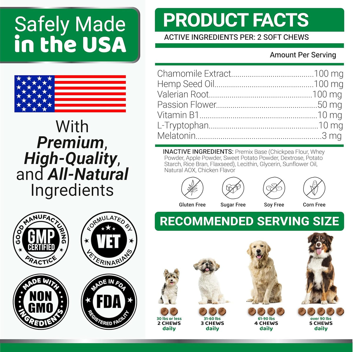 Hemp Calming Chews for Dogs - 170 Chews - Advanced Dog Calming Chews | Dog Anxiety Relief Treats - Separation, Barking, Stress & Thunderstorms - Melatonin, Hemp Oil, Valerian Root - Made in USA