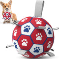 Diman Dog Balls,6 Inch Balls for Dogs with Straps, Dog Soccer Ball, Red | Dog Toy Balls for Small Medium Dogs, Outdoor Dog Toys, Dog Pool Water Toys,Puppy Toys to Keep Them Busy, Puppy Birthday Gifts