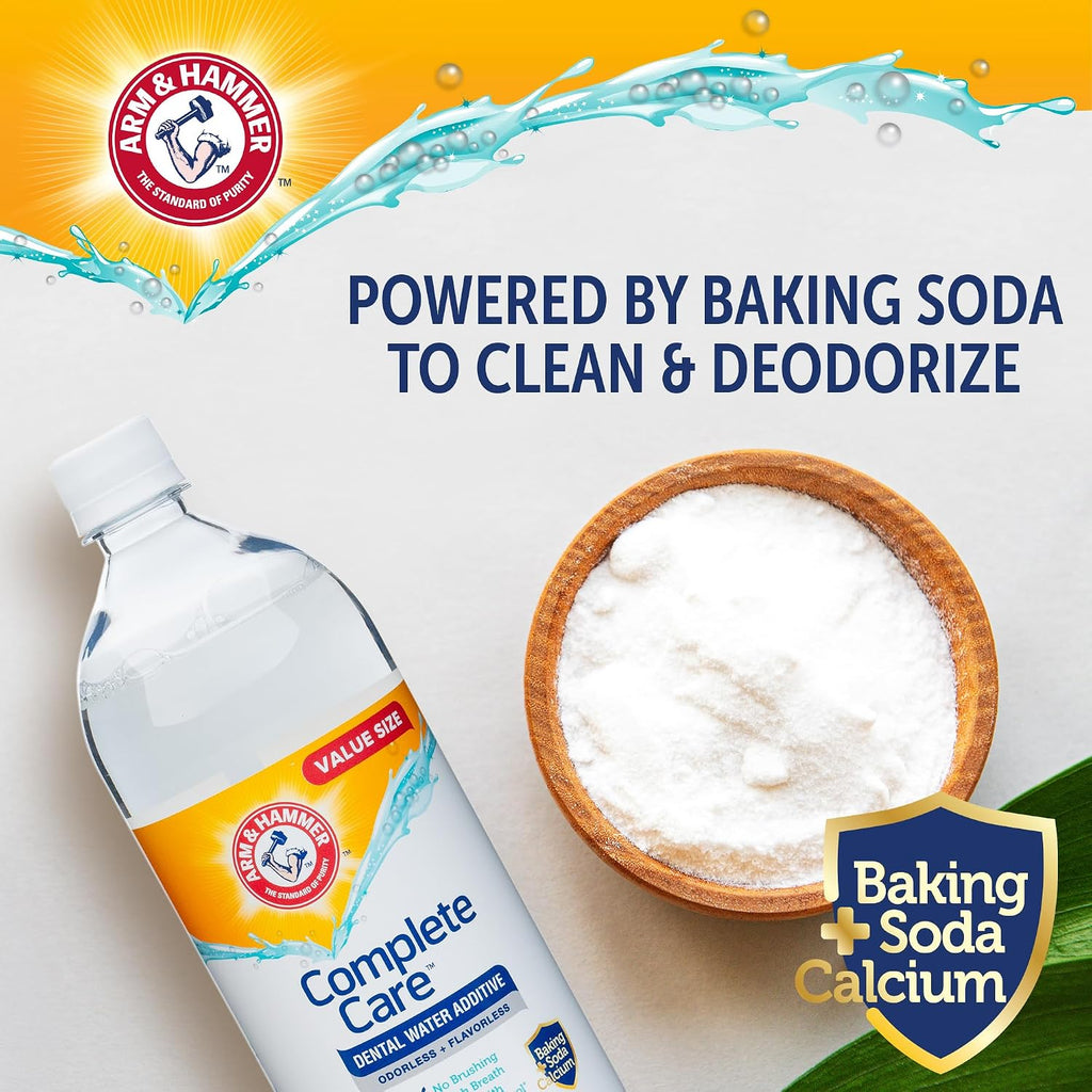 Arm & Hammer Complete Care Dog Dental Water Additive, 16 Fl Oz | Odorless, flavorless daily formula with baking soda and calcium fights plaque, tartar, and bad breath