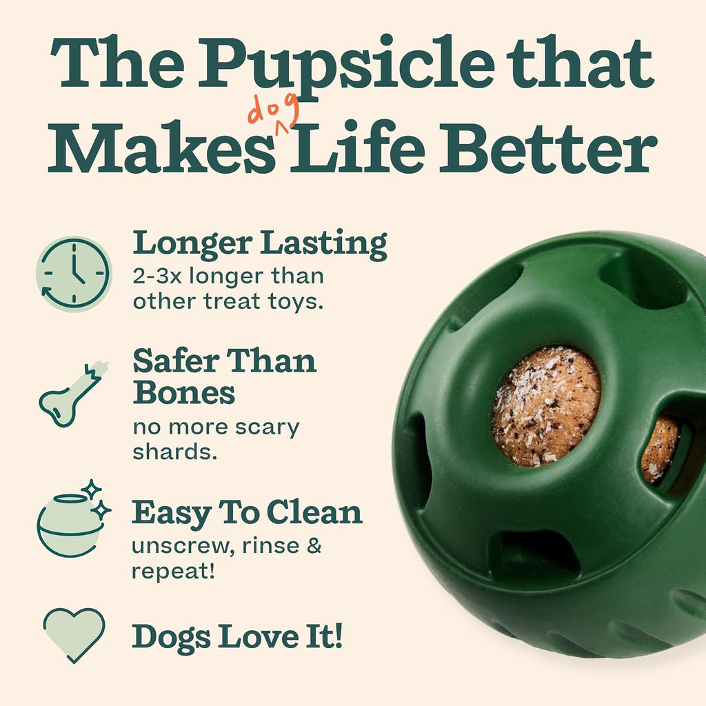 WOOF Starter Pack Dog Treat Toy for Small Dogs 10-25 lbs | Long-lasting enrichment kit, Pupsicle toy included, reusable treat mold, chicken Pops, DIY frozen treats