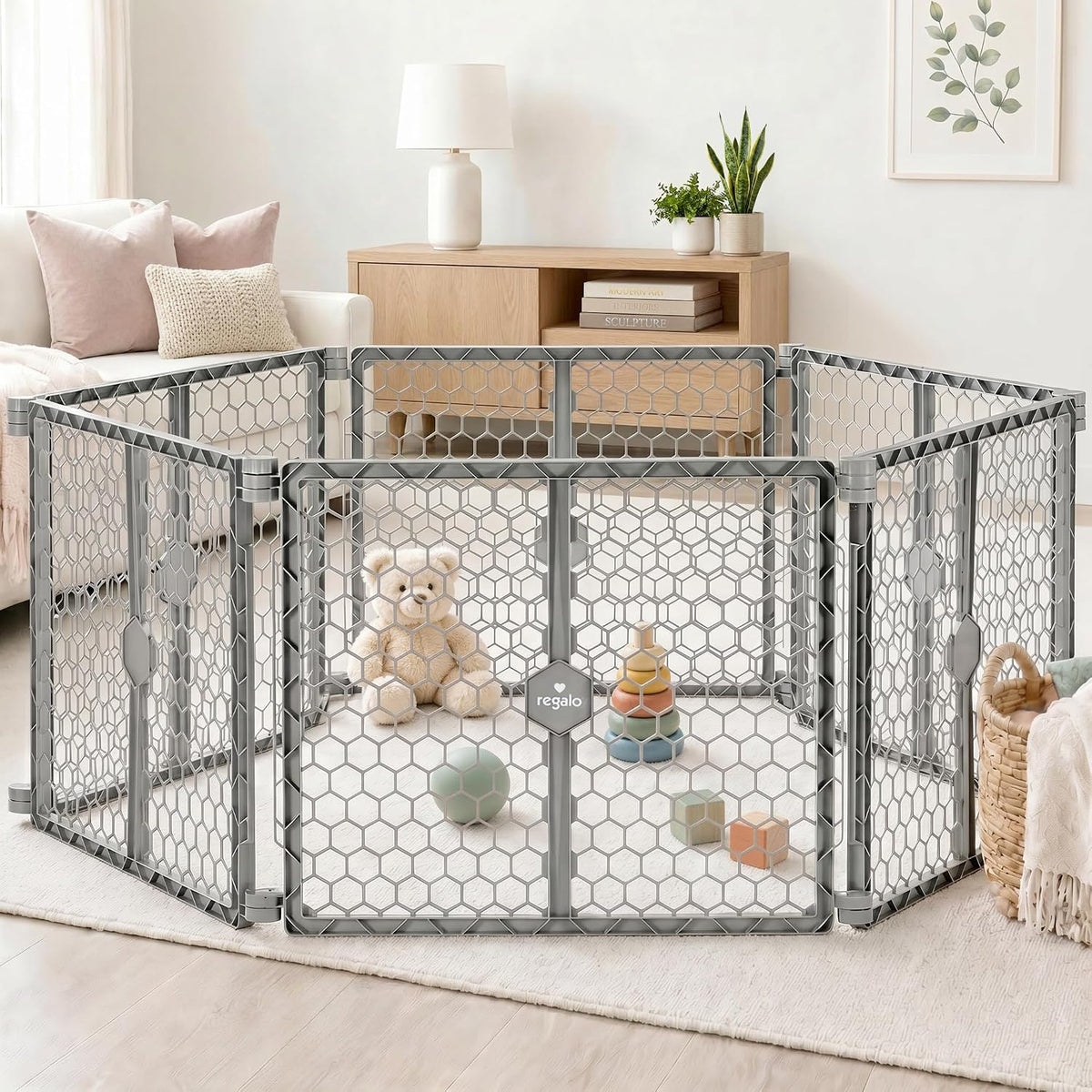 Regalo Safety 192" Plastic 2-in-1 Super Wide Baby Gate & Play Yard