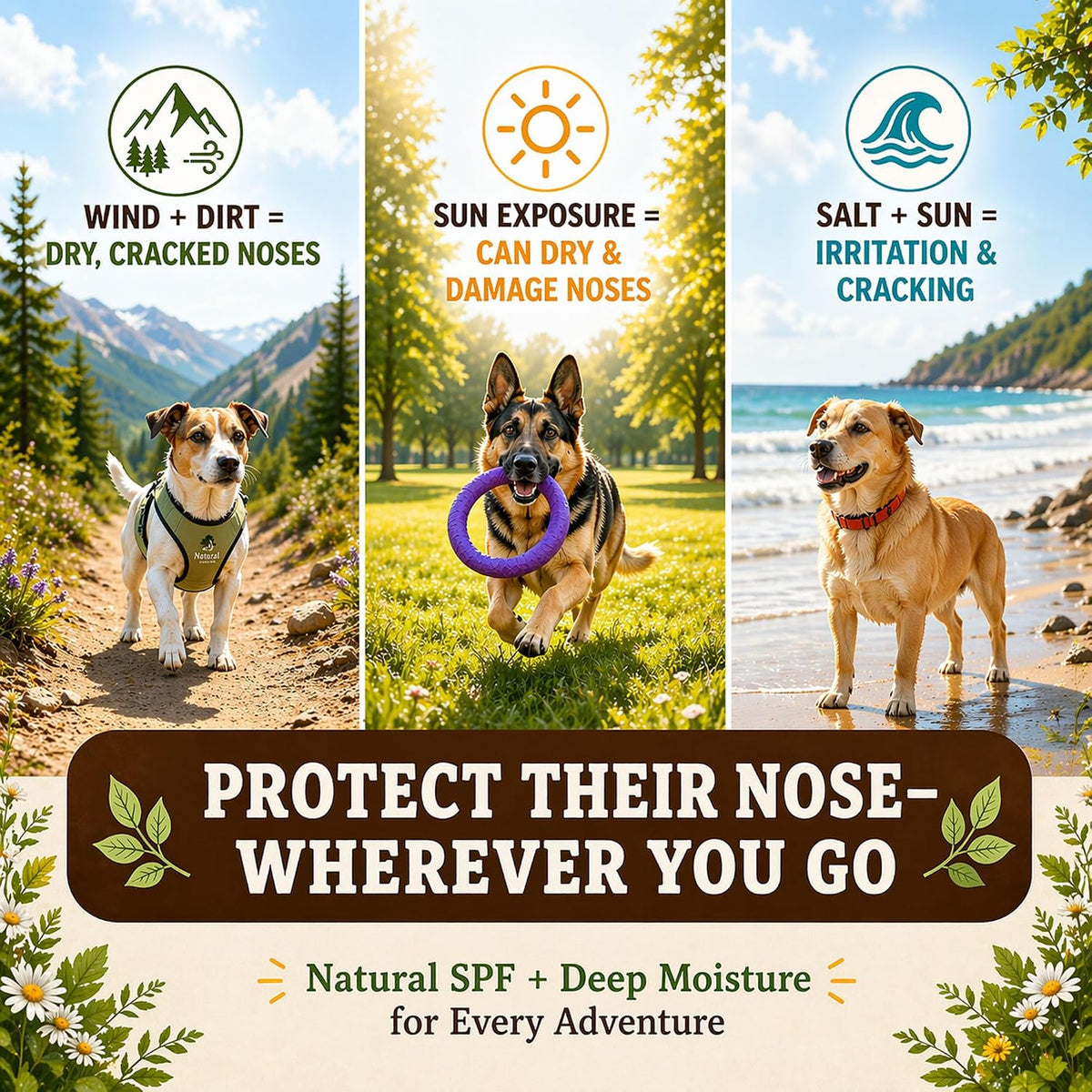 Natural Dog Company Snout Soother Dog Nose Balm, 0.15 oz Travel Stick | Moisturizer for Dry Crusty Noses, Coconut Oil & Shea Butter, Summer Care for Outdoor Dogs, Hot Weather & Beach Days