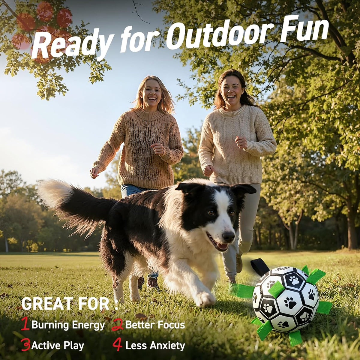 QDAN Dog Toys Dog Balls, 6 Inch Dog Soccer Ball with Straps, Herding Balls | Dog Birthday Toy, Balls for 20-40lbs Dogs, Outdoor Puppy Toys to Keep Them Busy, Interactive Toy for Tug, Pool Water Toy Ball