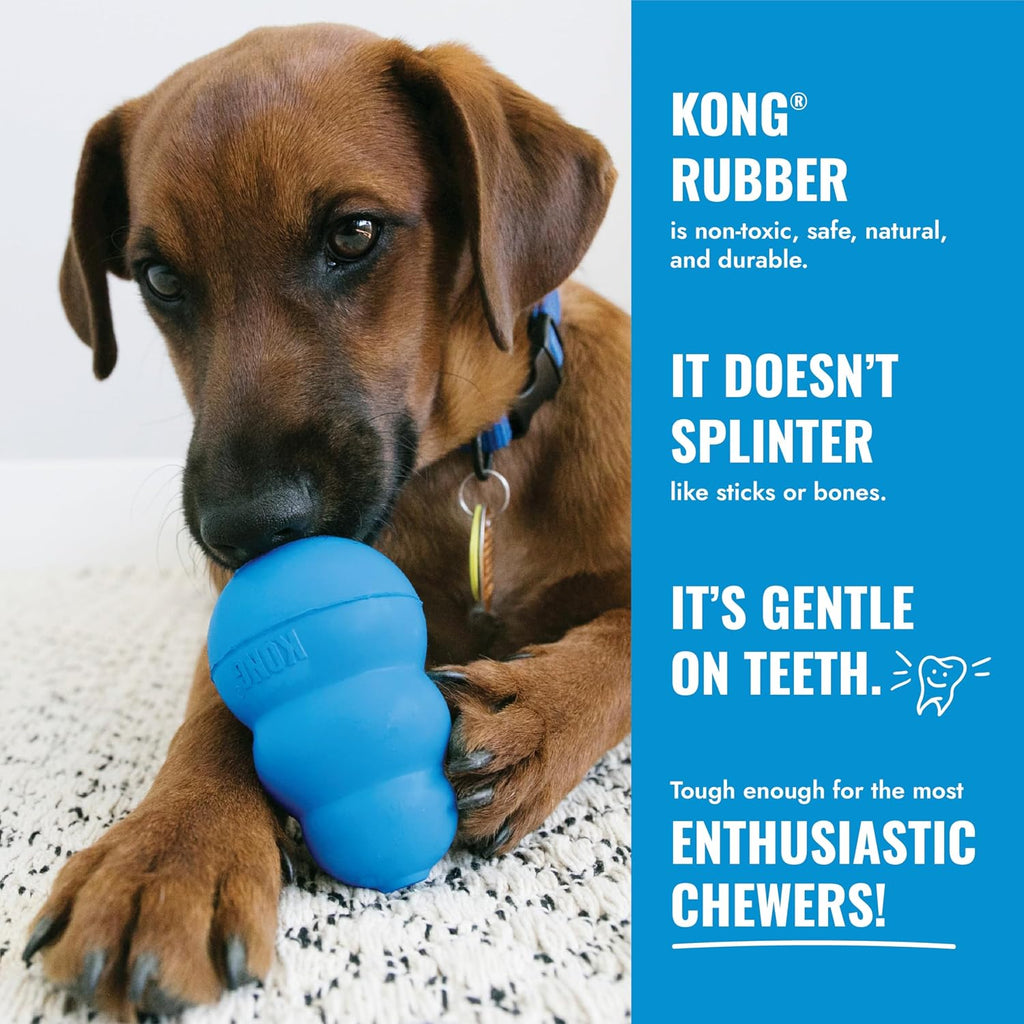 KONG Puppy Goodie Bone, Natural Rubber Chew, for Small Puppies, Blue | Stuffable Teething Toy Made from KONG Soft Natural Rubber, Soothes Sore Gums & Keeps Teething Puppies Busy