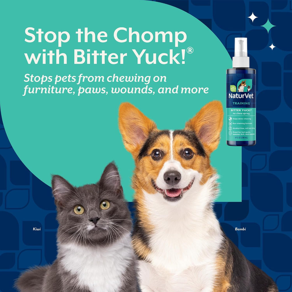 NaturVet Bitter Yuck! No Chew Training Spray for Pets - 8 Ounce | Horses Pet Training Spray, Liquid, Made in The USA, 8 Ounce