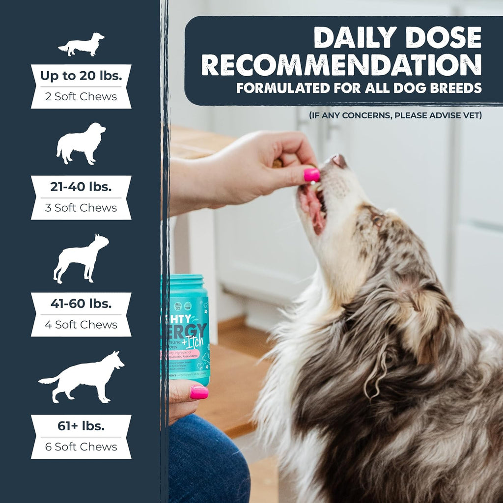Mighty Paw Dog Allergy Chews, Itch Relief & Immune Support, 120ct | Bacon Flavor, Supports Normal Immune Health, Seasonal Skin Support, Vet Formulated, Made in USA