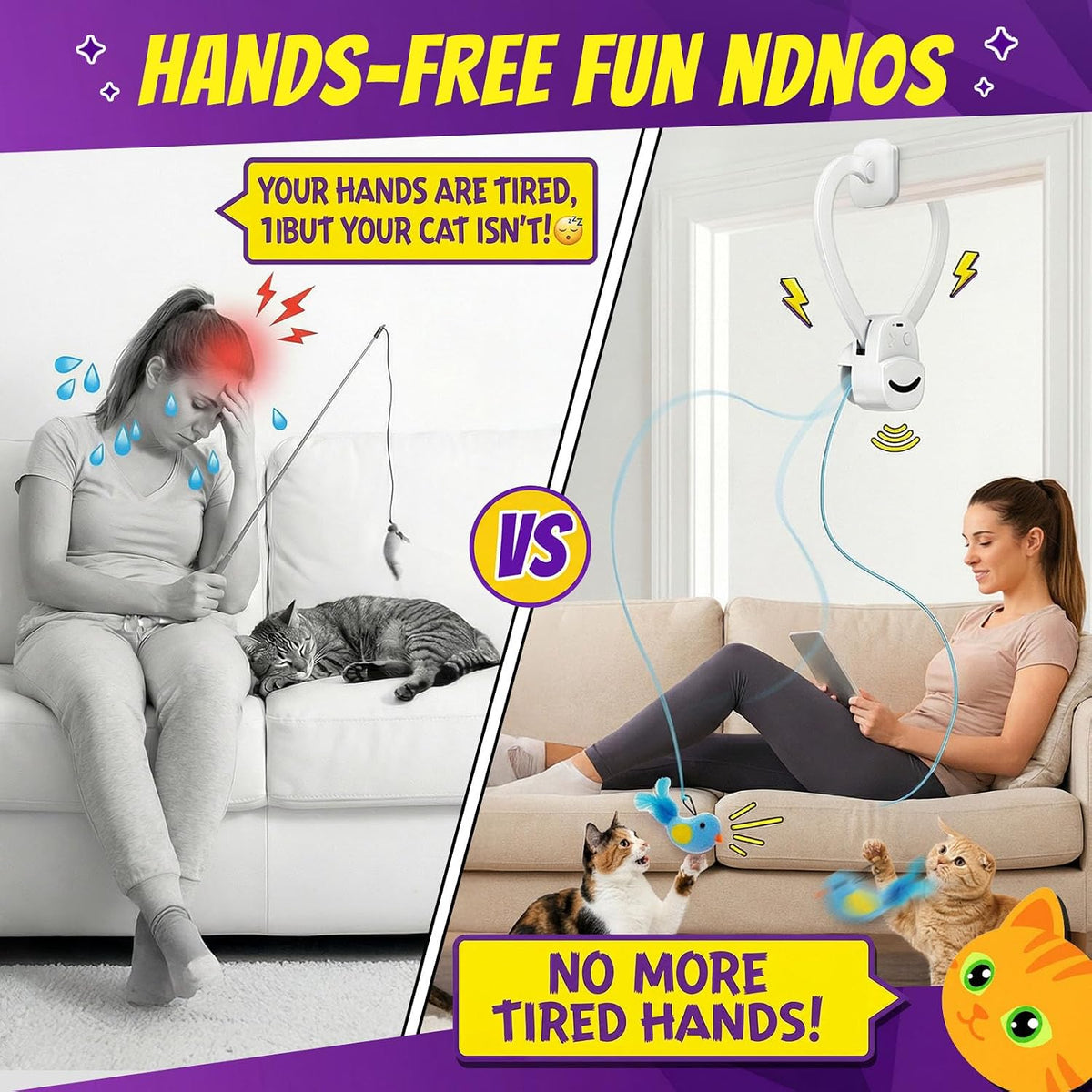 Interactive Cat Toys for Indoor Cats, Clip-On Automatic Flying Bird