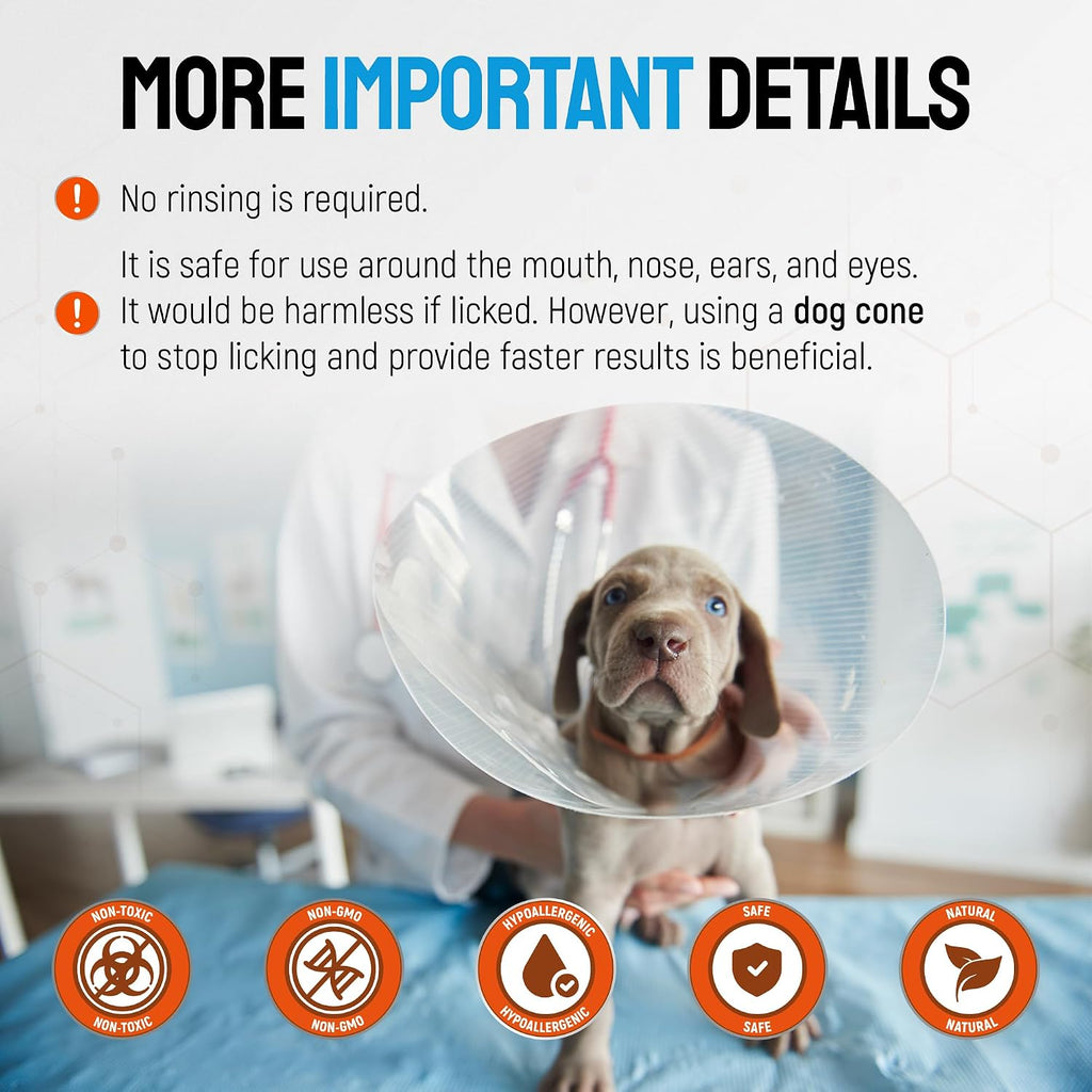SILVER GRADE Dog Wound Spray Helps with Hot Spots, Irritations, Bites, Burns, Rashes, Itch, Scratching – Better Use with a Dog Cone to Stop Licking – Safe for Large and Small Breeds – 4 oz