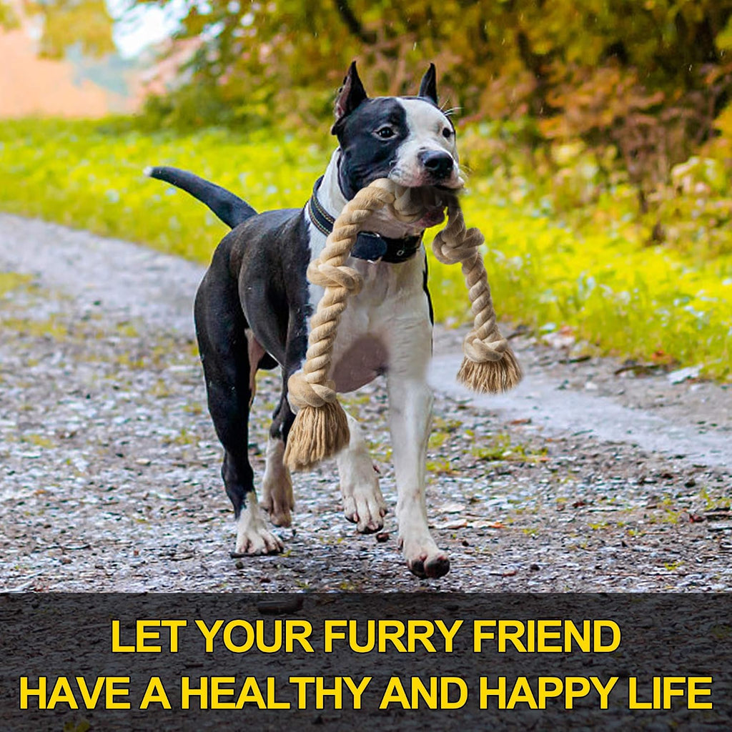 Fida Dog Rope Toys for Aggressive Chewers, Chew Toys for Large Medium Dogs | Natural Cotton, Heavy Duty Pull Rope for Tug of War and Interactive Play, 3 Feet 5 Knots Indestructible, Teeth Cleaning