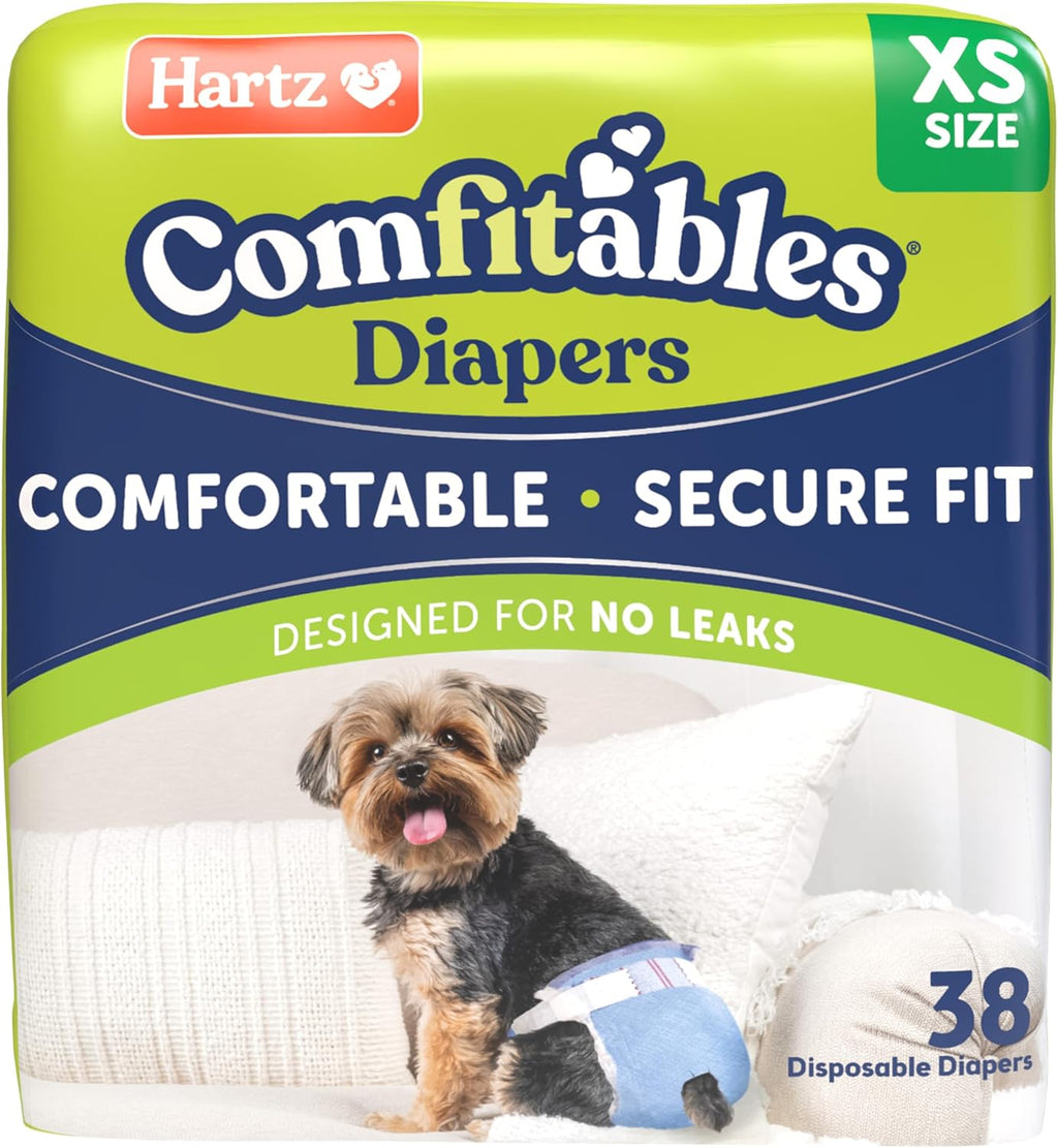 Hartz Disposable Dog Diapers, Size M 32 count, Comfortable & Secure Fit, Easy to Put On | Comfortable & Secure Fit, Easy to Put On, Super Absorbent, Breathable Material, Adjustable Tail Hole, Male & Female Diaper