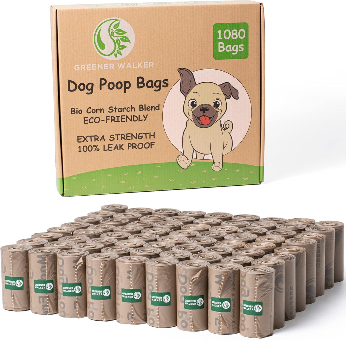 Greener Walker Poop Bags for Dog Waste-540 Bags,Extra Thick Strong 100% Leak Proof Dog Waste Bags (Green)