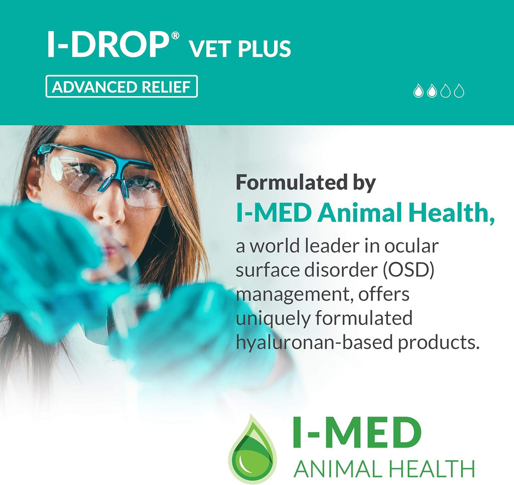 I-DROP Vet Plus Dog Eye Drops, 0.25% Hyaluronan, Seasonal Dry Eye, 10 ml | Refreshes and stabilizes the tear film for long-lasting comfort with fewer applications. For acute or seasonal dry eyes.