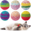 Retro Shaw Cat Toys Balls, Wool Yarn Cat Ball with Bell Inside, 6Pcs
