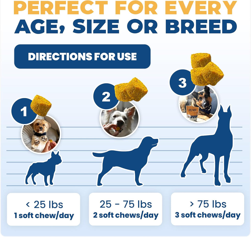 Jope Hip & Joint Supplement for Dogs Large, Medium, Small - Joint Chews w/UC-II® Collagen - Proven Better Than Glucosamine Chondroitin in Canine Health - Veterinarian Formulated, Omega 3 & Curcumin