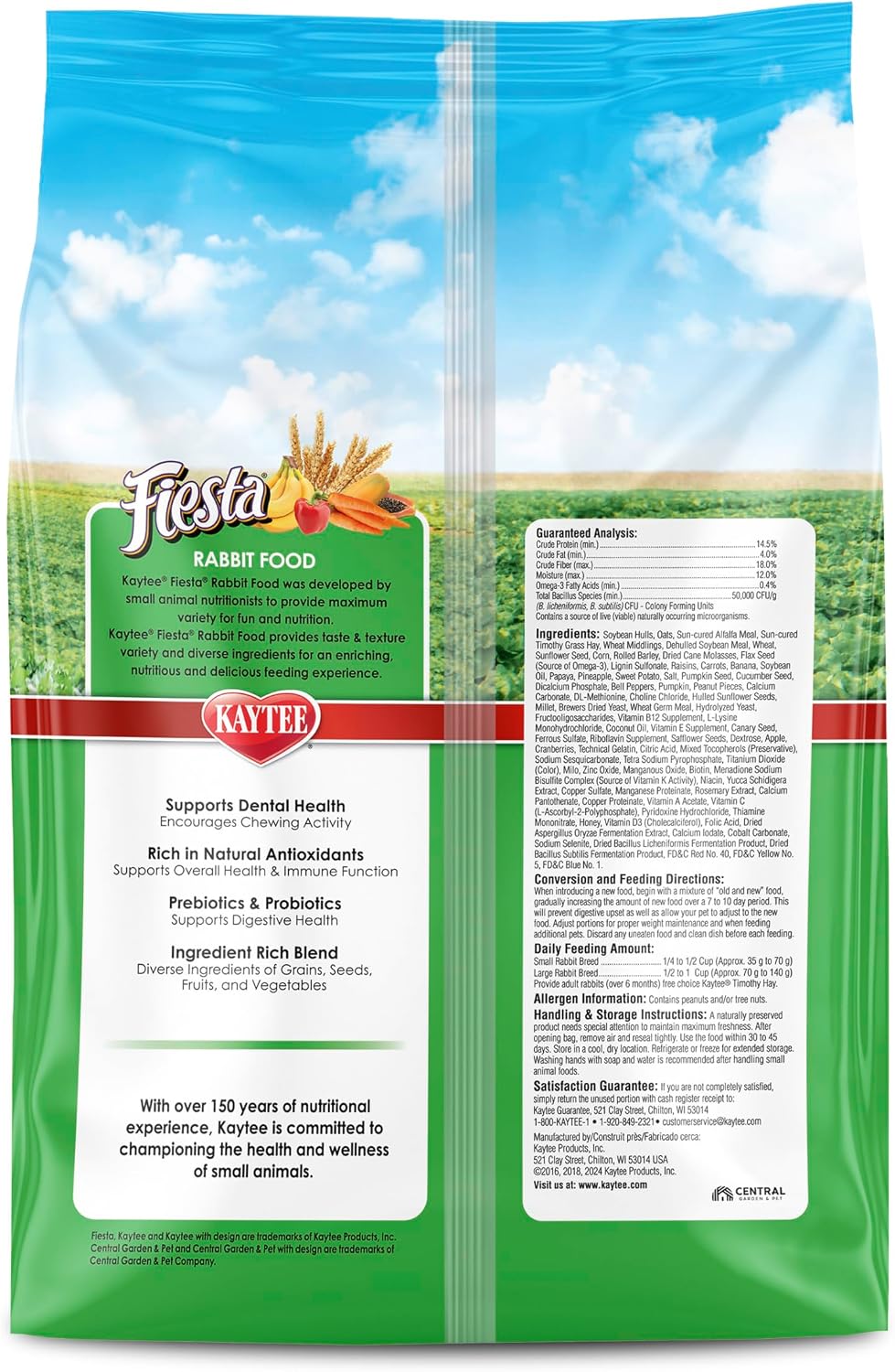 Kaytee Fiesta Rabbit Food, Supports Dental Health and Digestion