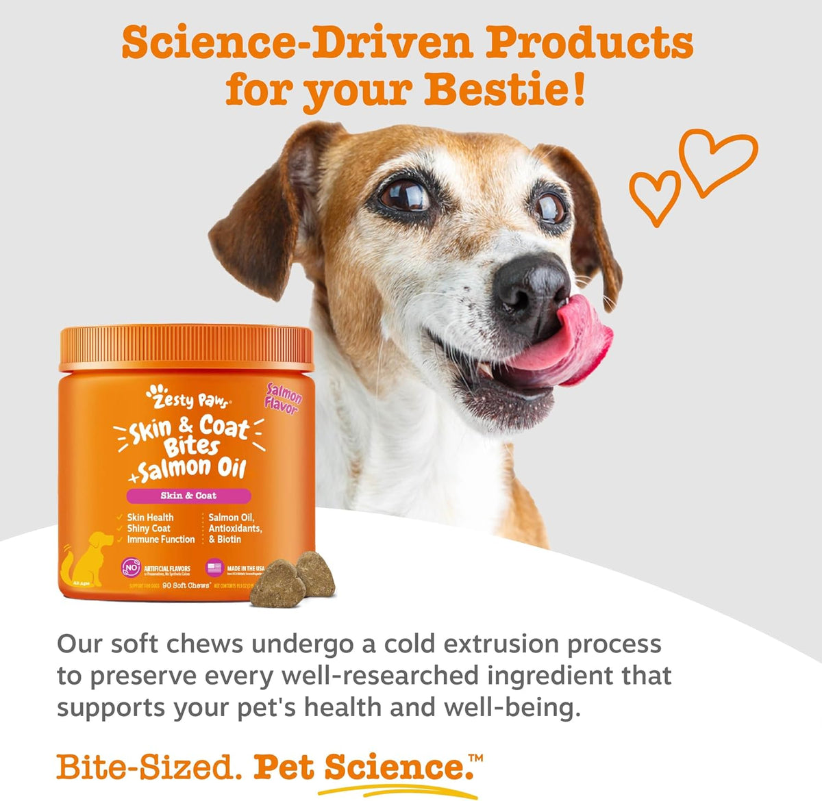 Zesty Paws Salmon Oil for Dogs - Skin & Coat Chews, Salmon, 90 Ct