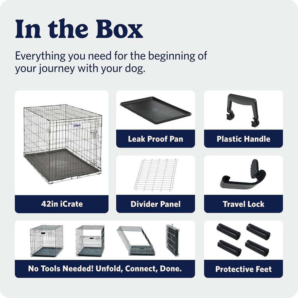 Midwest 42-Inch Single Door iCrate, for Large Breeds, 71-90 lbs