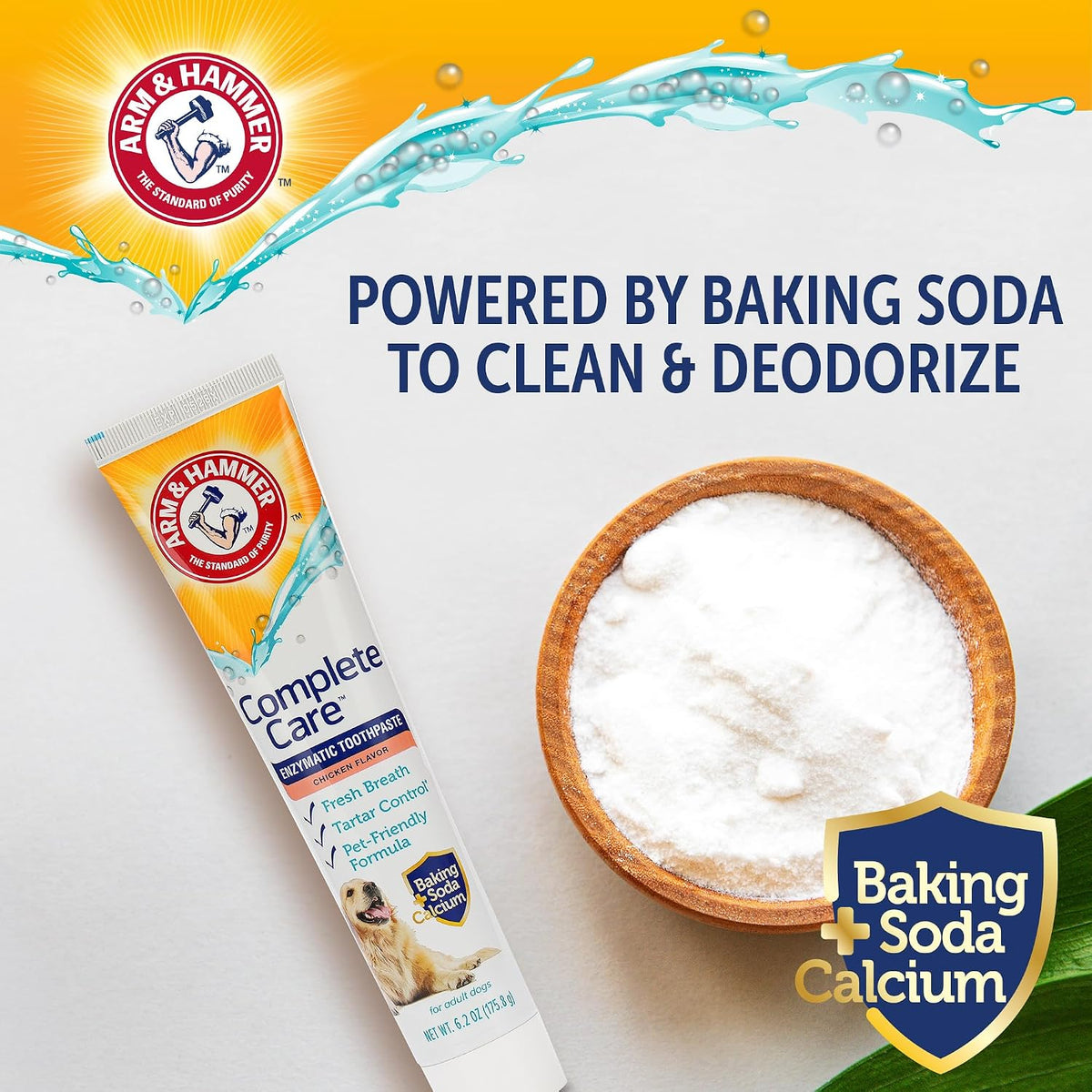 Arm & Hammer Complete Care Enzymatic Dog Toothpaste, Chicken, 6.2 Oz | Fluoride-free formula with baking soda and calcium fights plaque and tartar, freshens breath, value size