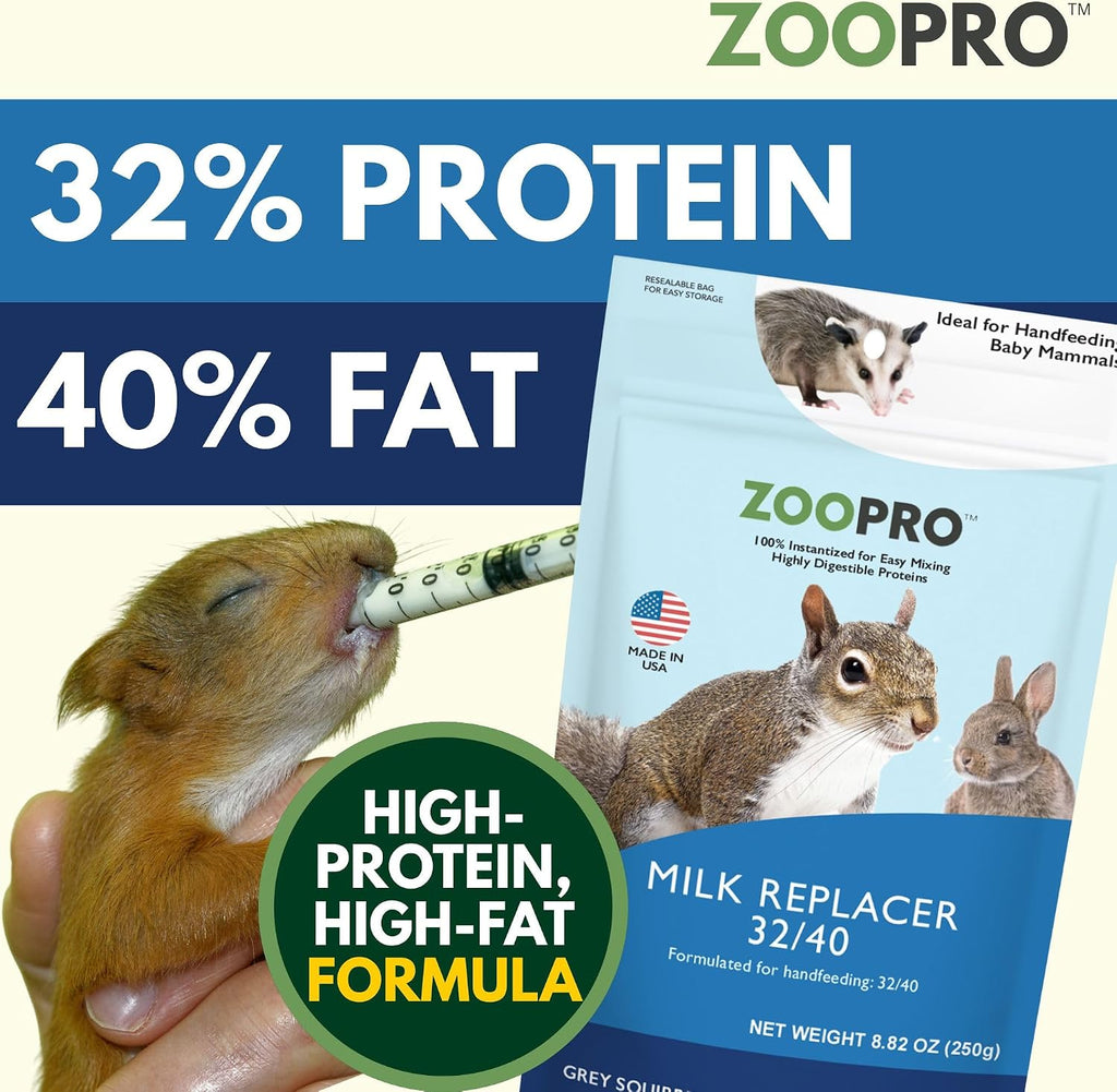 Milk Replacer - Healthy Powdered Formula Ideal for Baby Squirrels, Rabbits, Opossums, Raccoons | 100% Instantized for Mixing Digestible Proteins | 8.8oz (Specialty Milk Replacer 8.8 oz.)