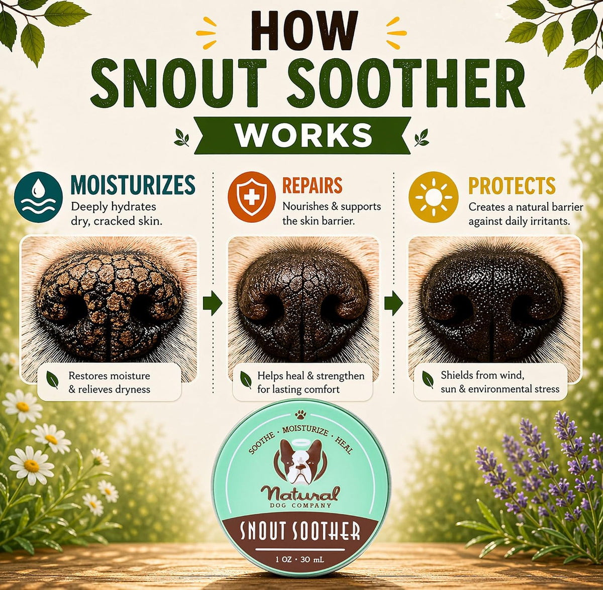 Natural Dog Company Snout Soother Dog Nose Balm, 0.15 oz Travel Stick | Moisturizer for Dry Crusty Noses, Coconut Oil & Shea Butter, Summer Care for Outdoor Dogs, Hot Weather & Beach Days